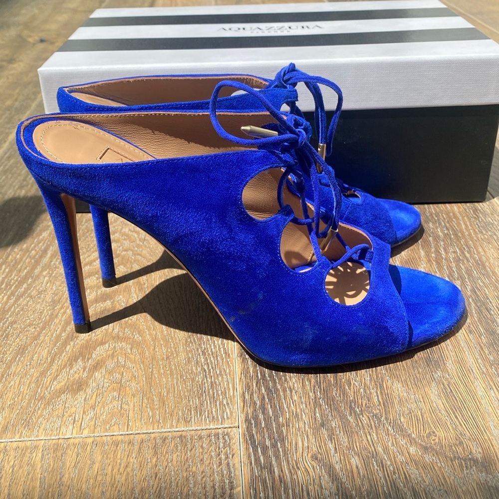 Gorgeous suede electric blue heels from Aquazzura - size 38.5